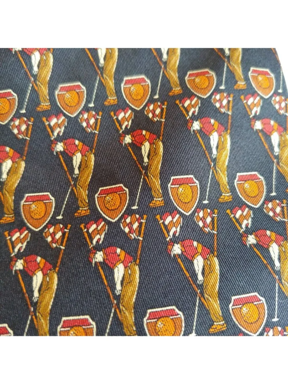 Salvatore Ferragamo Golf Trophy Crest Silk Tie Italy Luxury Necktie Designer
